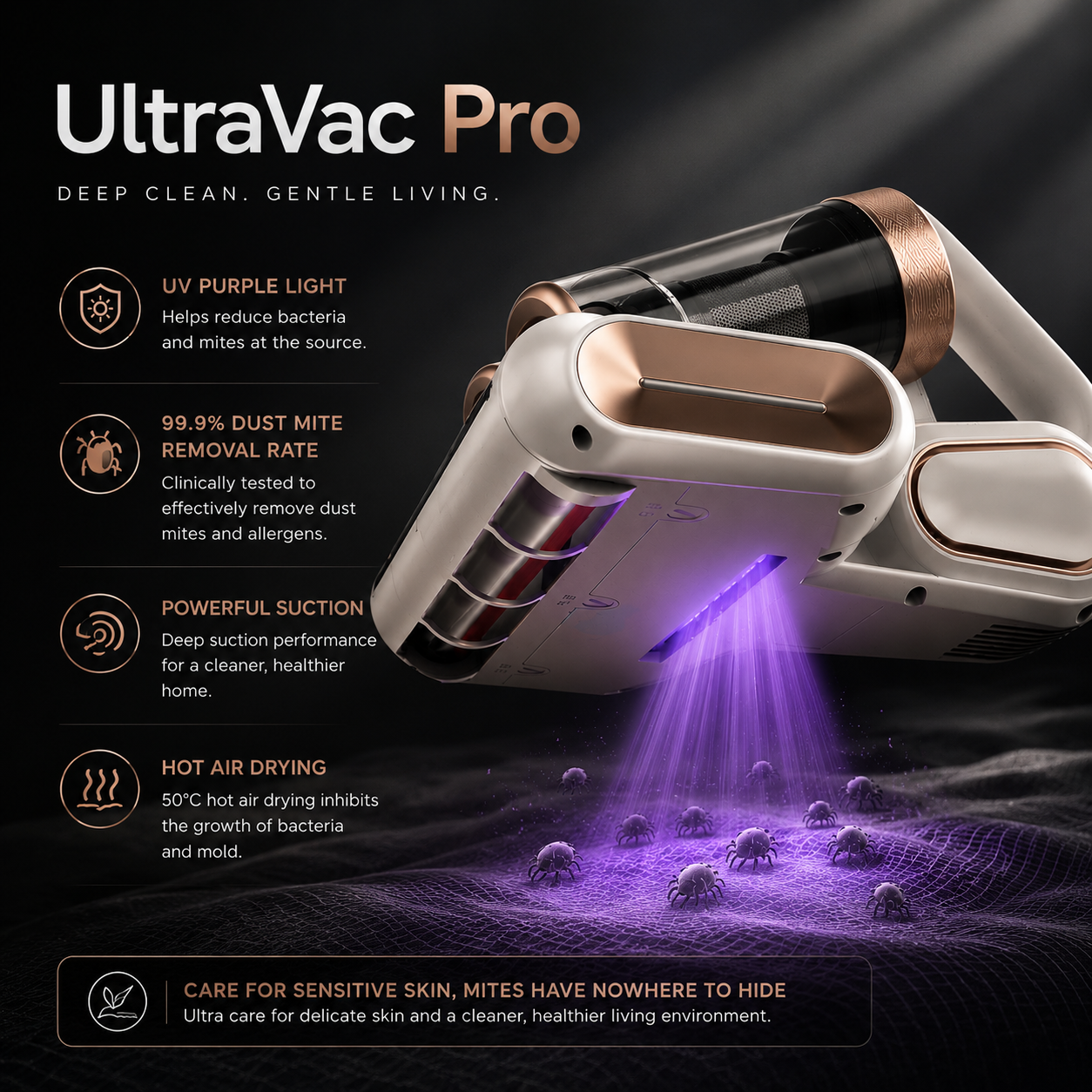 RooClean™ UltraVac Pro – UV Mattress Vacuum Cleaner