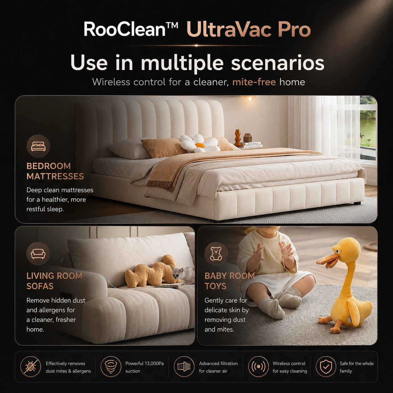 RooClean™ UltraVac Pro – UV Mattress Vacuum Cleaner