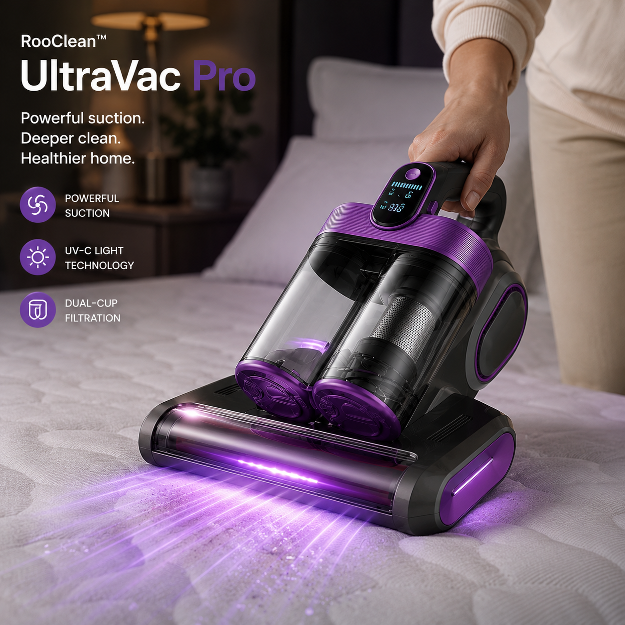 RooClean™ UltraVac Pro – UV Mattress Vacuum Cleaner