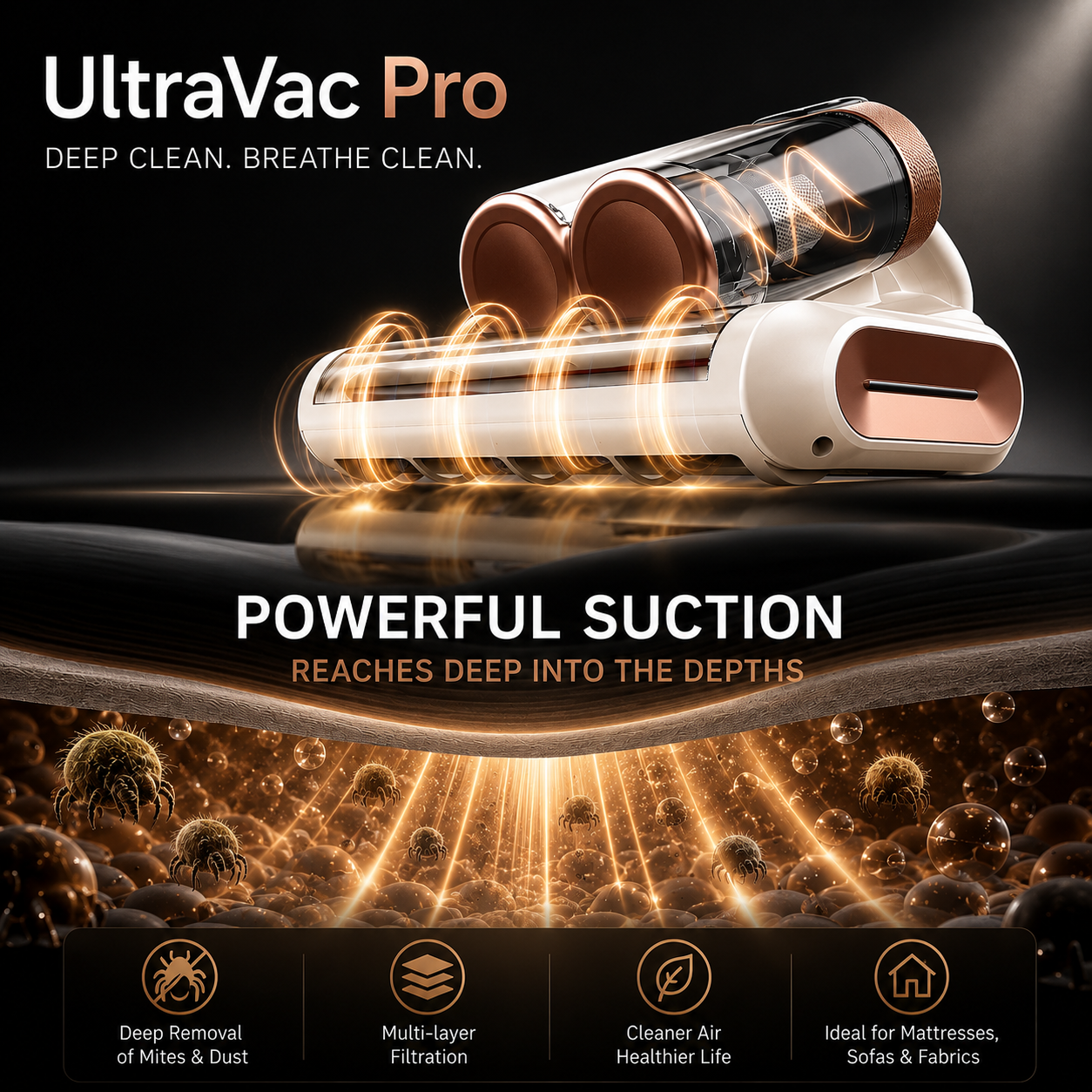 RooClean™ UltraVac Pro – UV Mattress Vacuum Cleaner