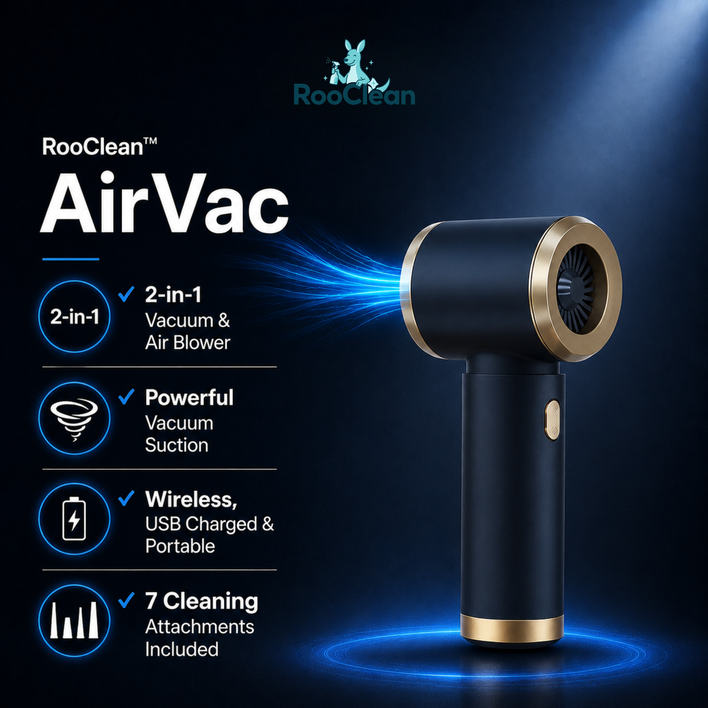 RooClean™ AirVac 2-in-1 Vacuum & Air Blower